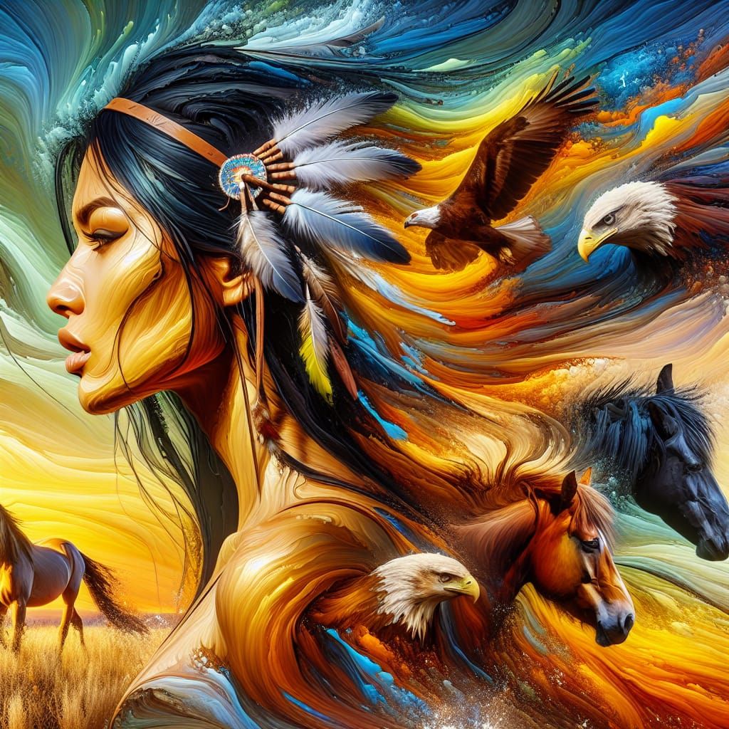 Women in harmony with Nature – Native American Woman – 1:1 F...