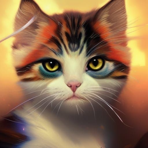 Cute multi color furry kitten in a Teacup - AI Generated Artwork ...