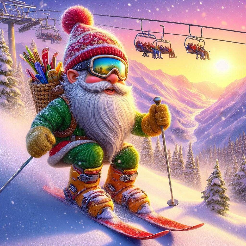 Gnome on a Skiing holiday