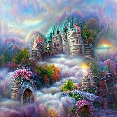 Psychedelic fantasy castle 8k photorealistic