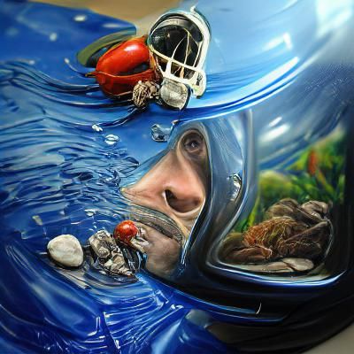 Astronaut's Underwater Dream in Hyperrealism