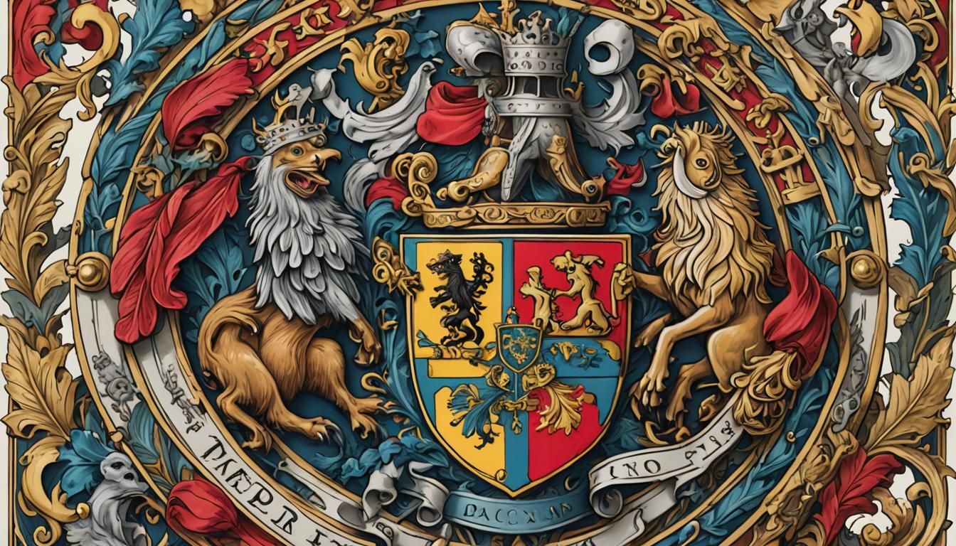 Detailed colored  and a coat of arms