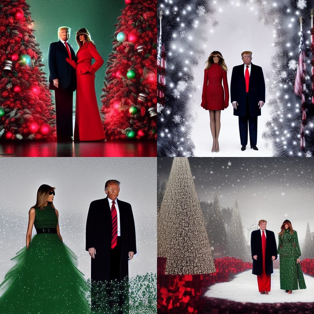 Donald Trump and Melania Trump modeling Christmas fashions by Chanel on ...