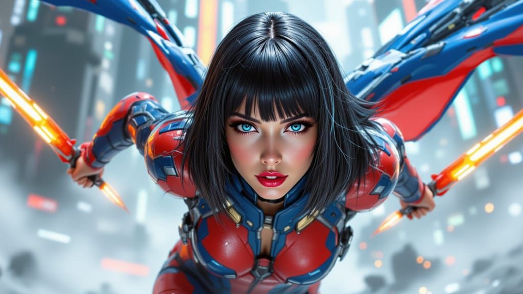 Female Superhero Flying