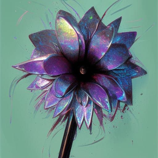 A colorful metal iridescent flower.