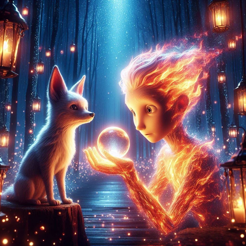 Man of Fire in enchanted forest