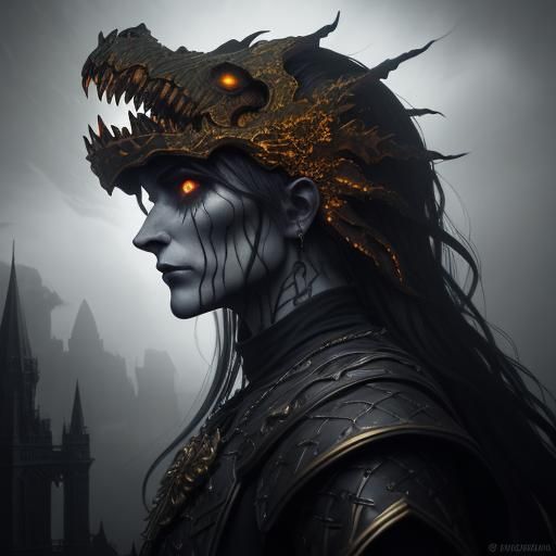 A Death knight armour set covering a glowing gold divine majestic dragon horse hybrid with iridescent, glowing gold stripes and an ethereal...