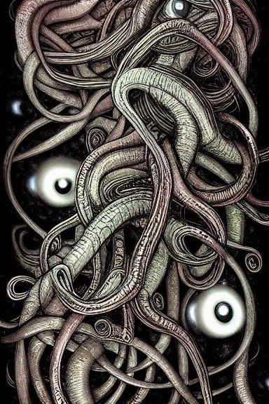 Entangled tentacles, spiraling, cyberpunk, digital art - AI Generated ...