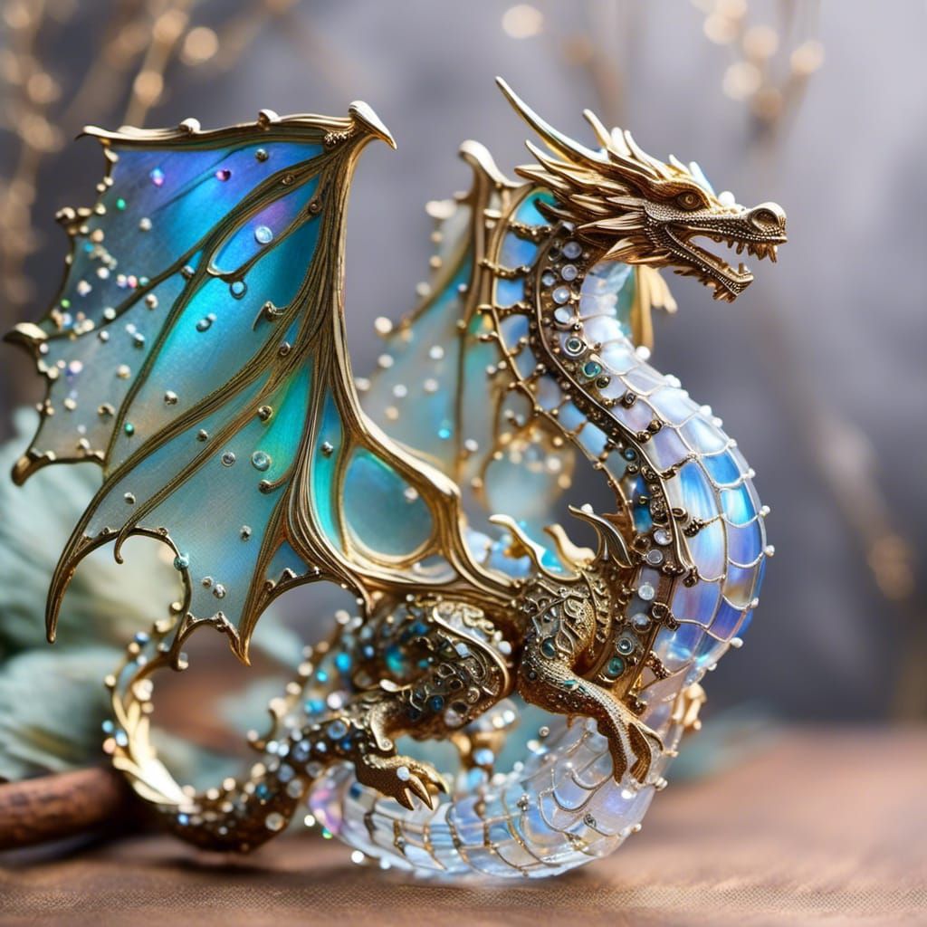 Magnificent iridescent dragon <lora:Gilt-Filament Glass:0.7> 