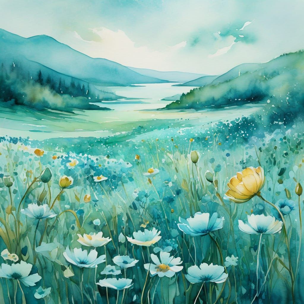 שדה פרחים טורקיז