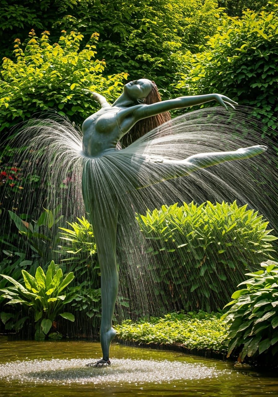  a dancing girl in a city garden  by @Igor Stef