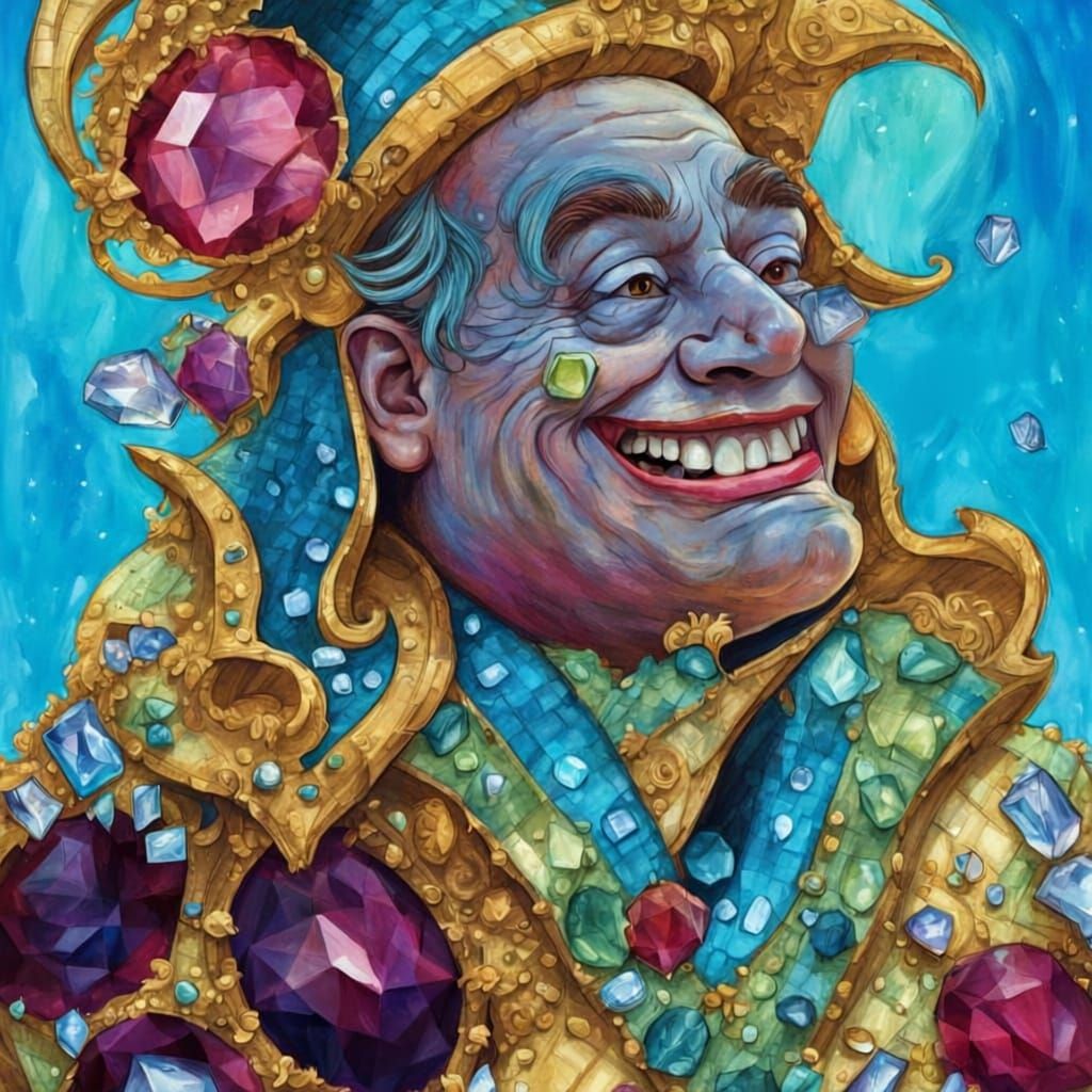 Seven brilliants trickled down her cheek and clattered
on the floor. "Rhinestones!" groaned the Golux. 