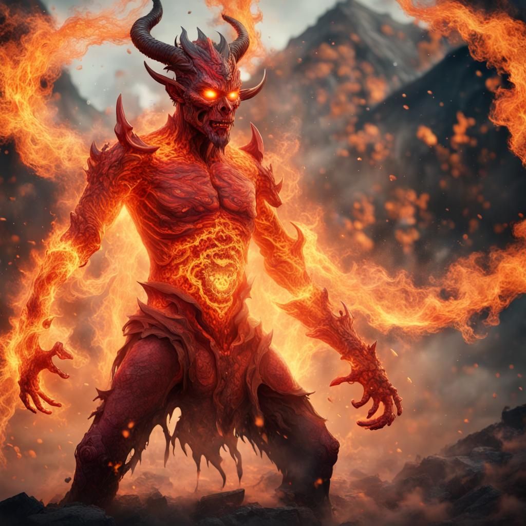 double exposure human fire demon - AI Generated Artwork - NightCafe Creator