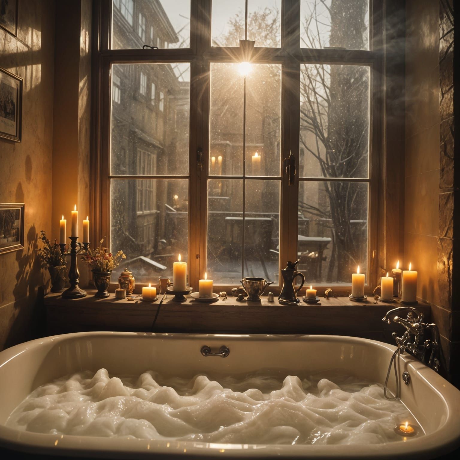 Cozy Autumnal Bath with Candles