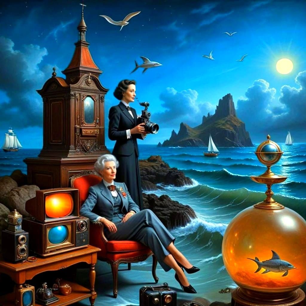 Surreal Ladies in Fantastic Seascape: Hyperrealistic Art