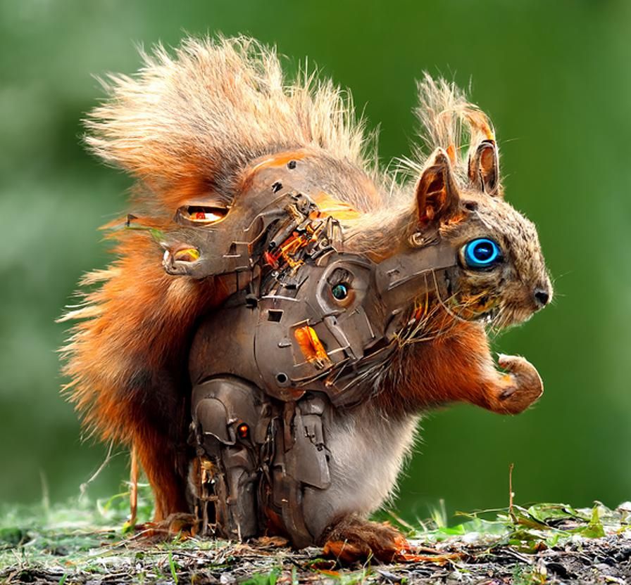 Cybernetically Enhanced Squirrel: Hyperrealistic Digital Art