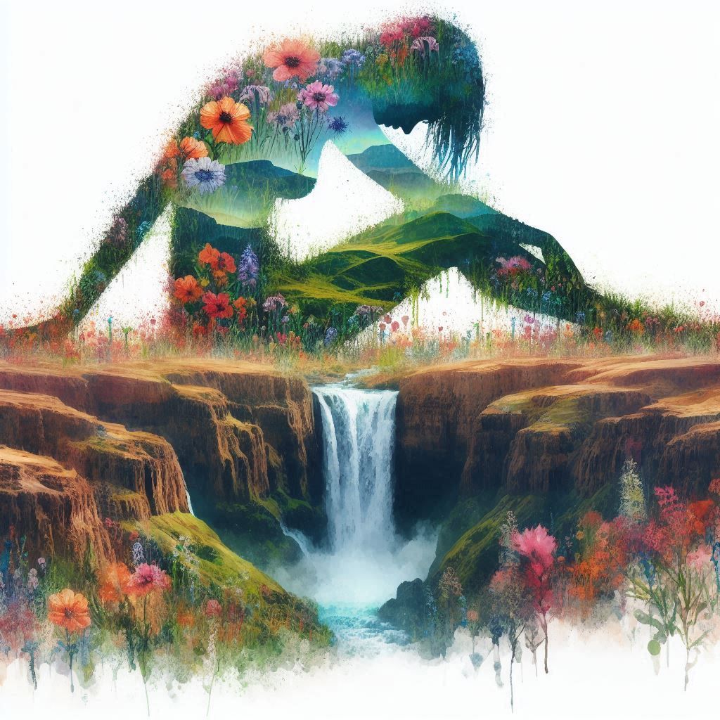 double exposure beautiful fantasy portrait landscape..