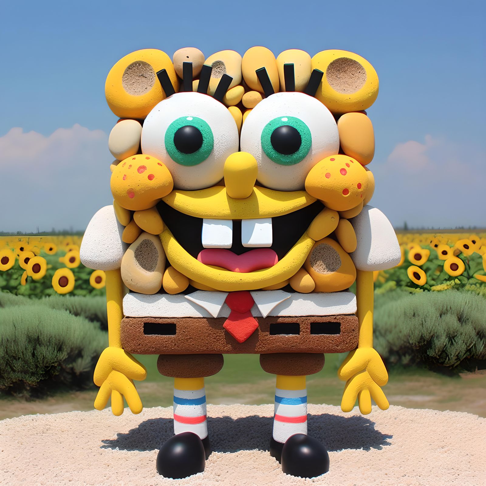 Spongebob statue made out of pet rocks - AI Generated Artwork ...