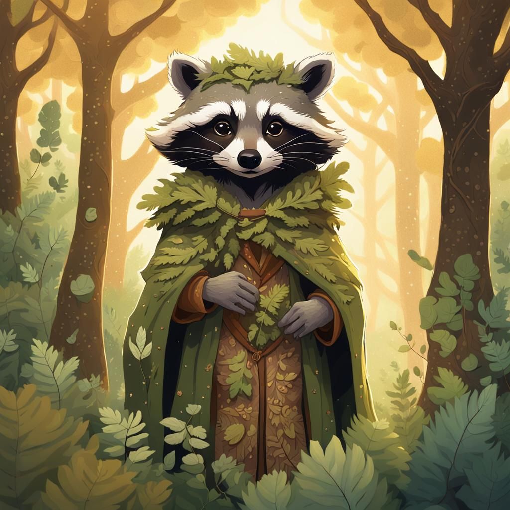 Sprout the druid raccoon