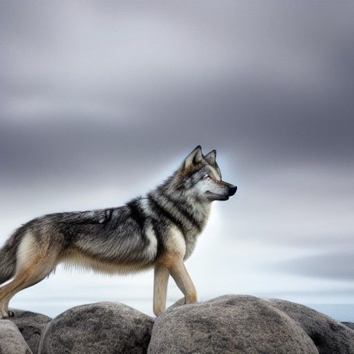 Majestic wolf on a cliff