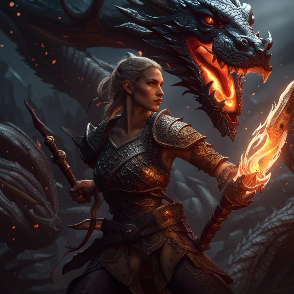 woman warrior against a hundred dragon