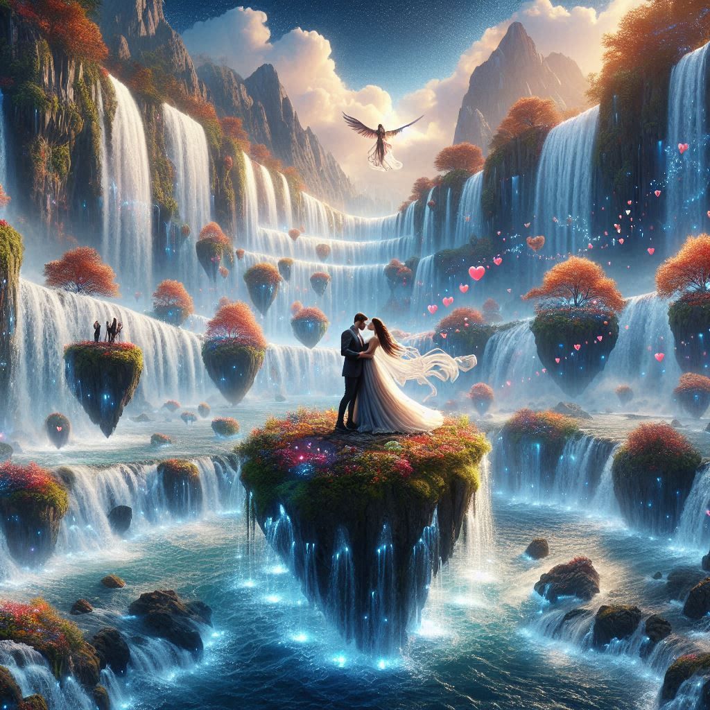 Romantic couple under the waterfall (3)