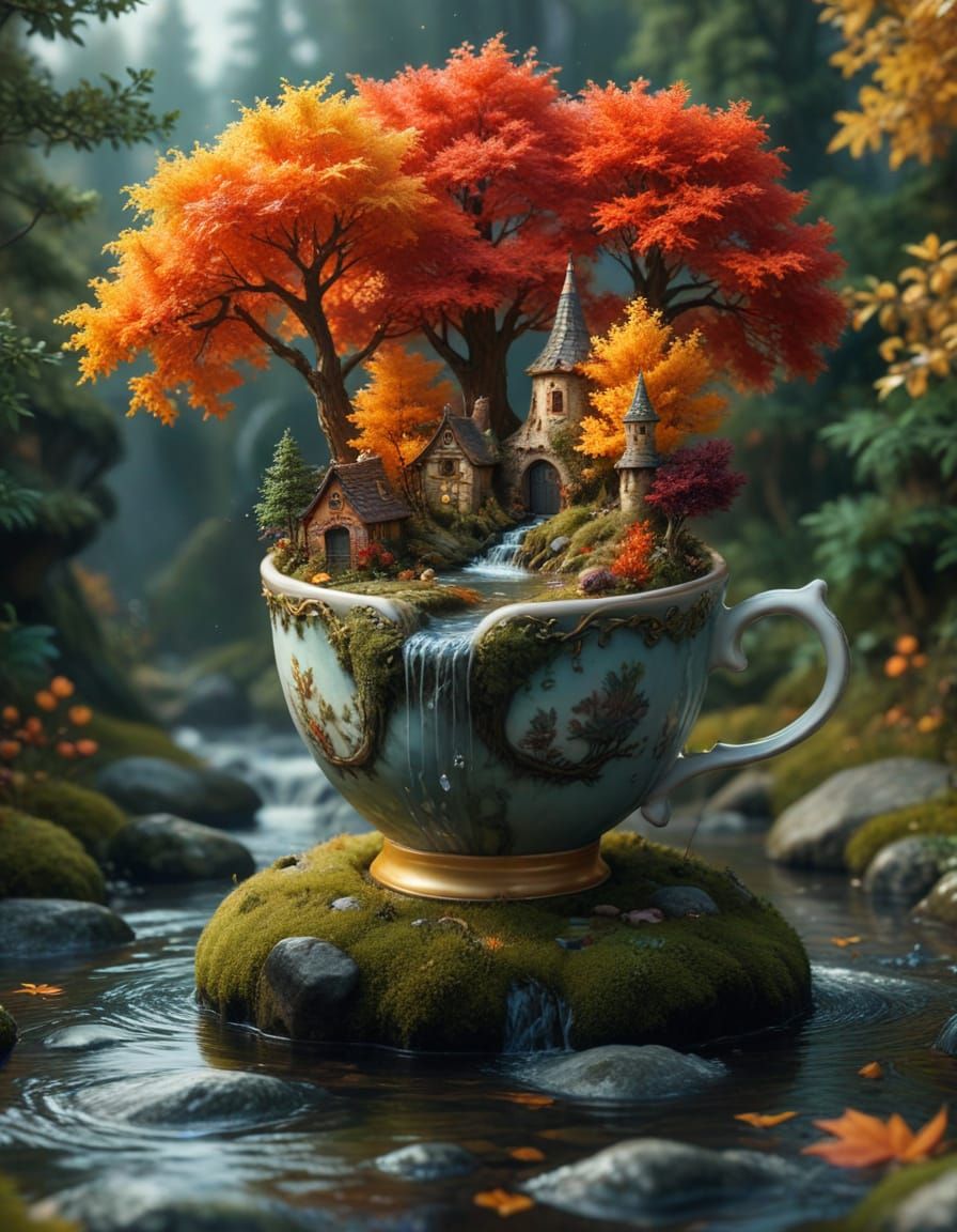 Autumn Landscape in Teacup
