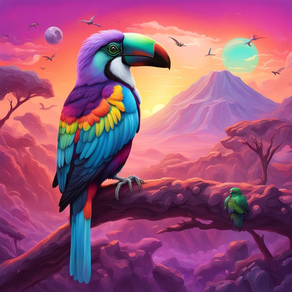 Toucan Alien Exoplanet, Purple Honey Keeper Lilac Breasted Roller 