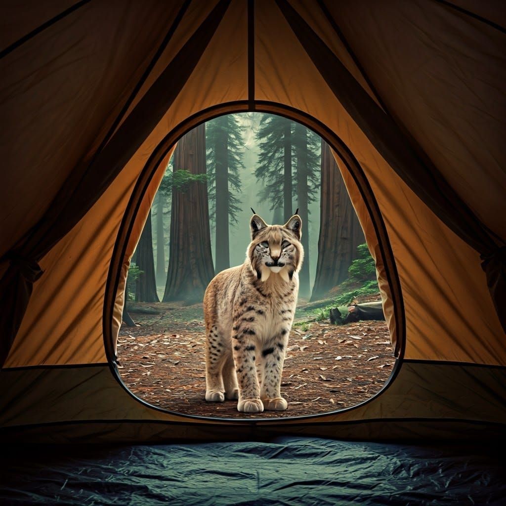 Showed in tent at sequoia national park. Lynx watching