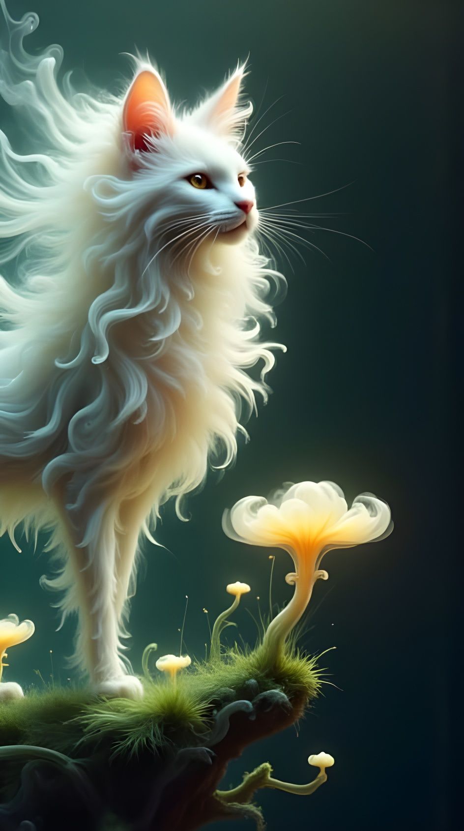 Tall, Magical White Cat  by @Melanie Rhoades 