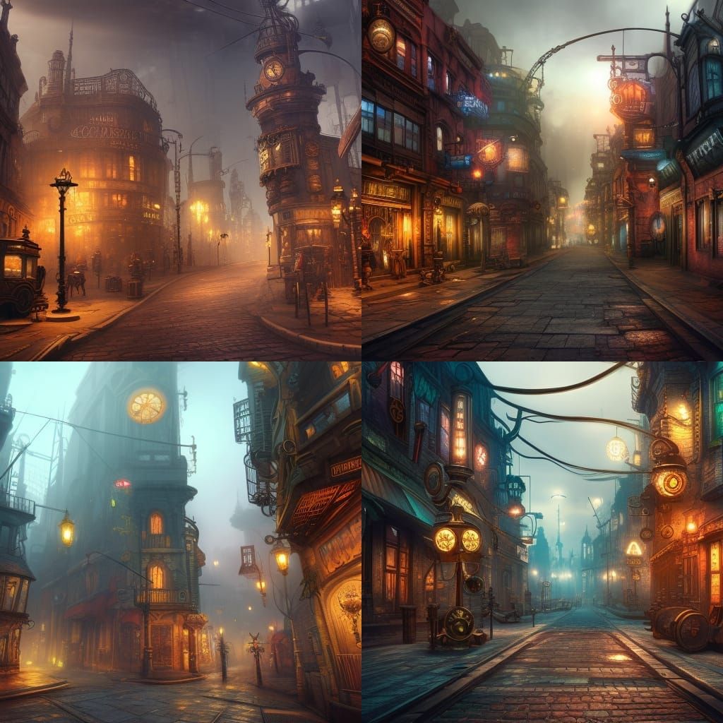 Steampunk City Streets - Ai Generated Artwork - Nightcafe Creator