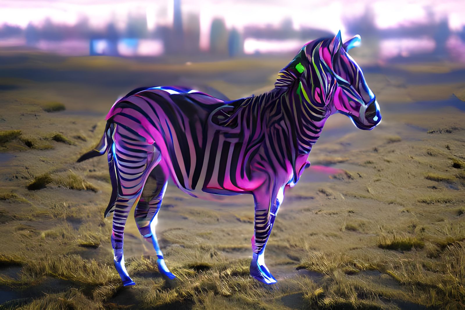 Zebra neon holographic