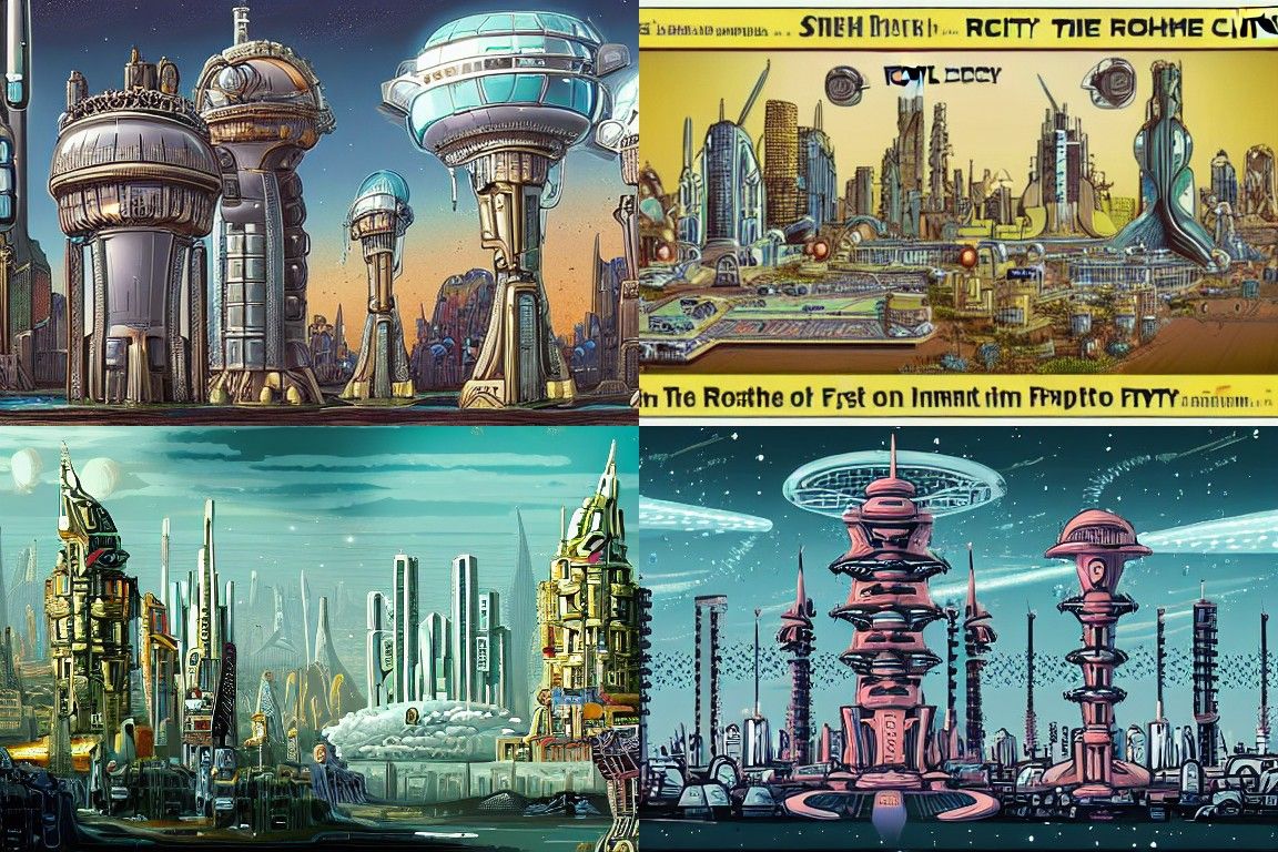 Sci-fi city in the style of Rococo