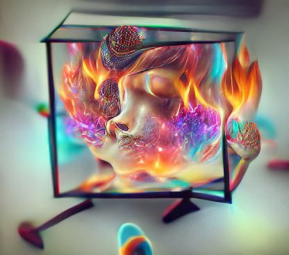 psychedelic, fire, 8k resolution, holographic, astral, cosmi...