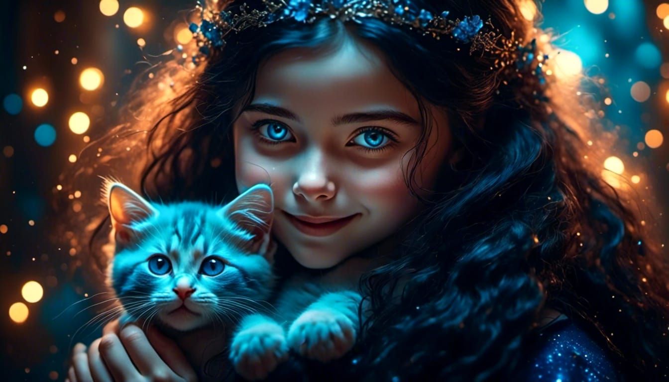A girl and her cat