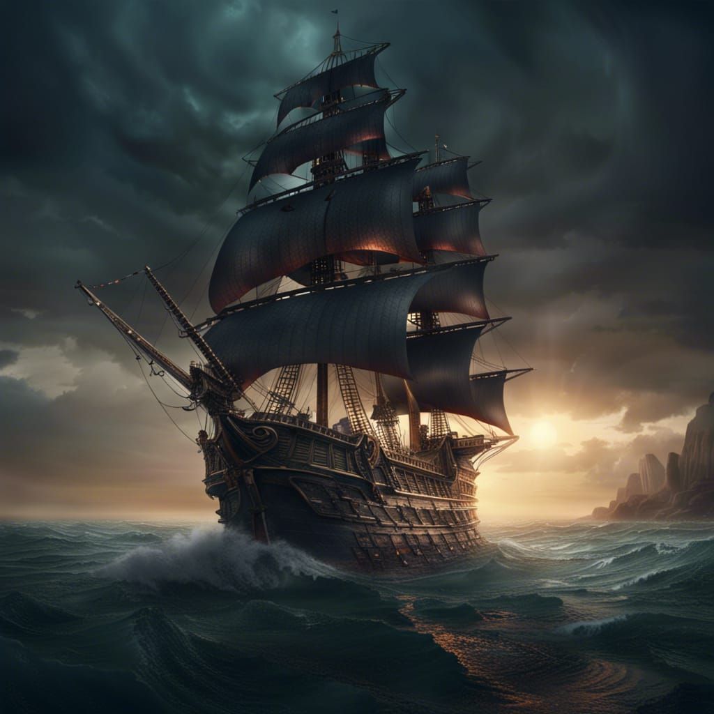 Epic Pirate Ship On The High Seas - Ai Generated Artwork - Nightcafe 