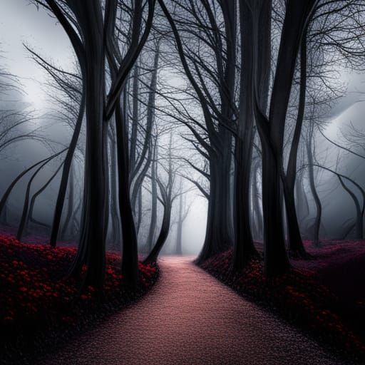 Red and Black Forest : r/nightcafe