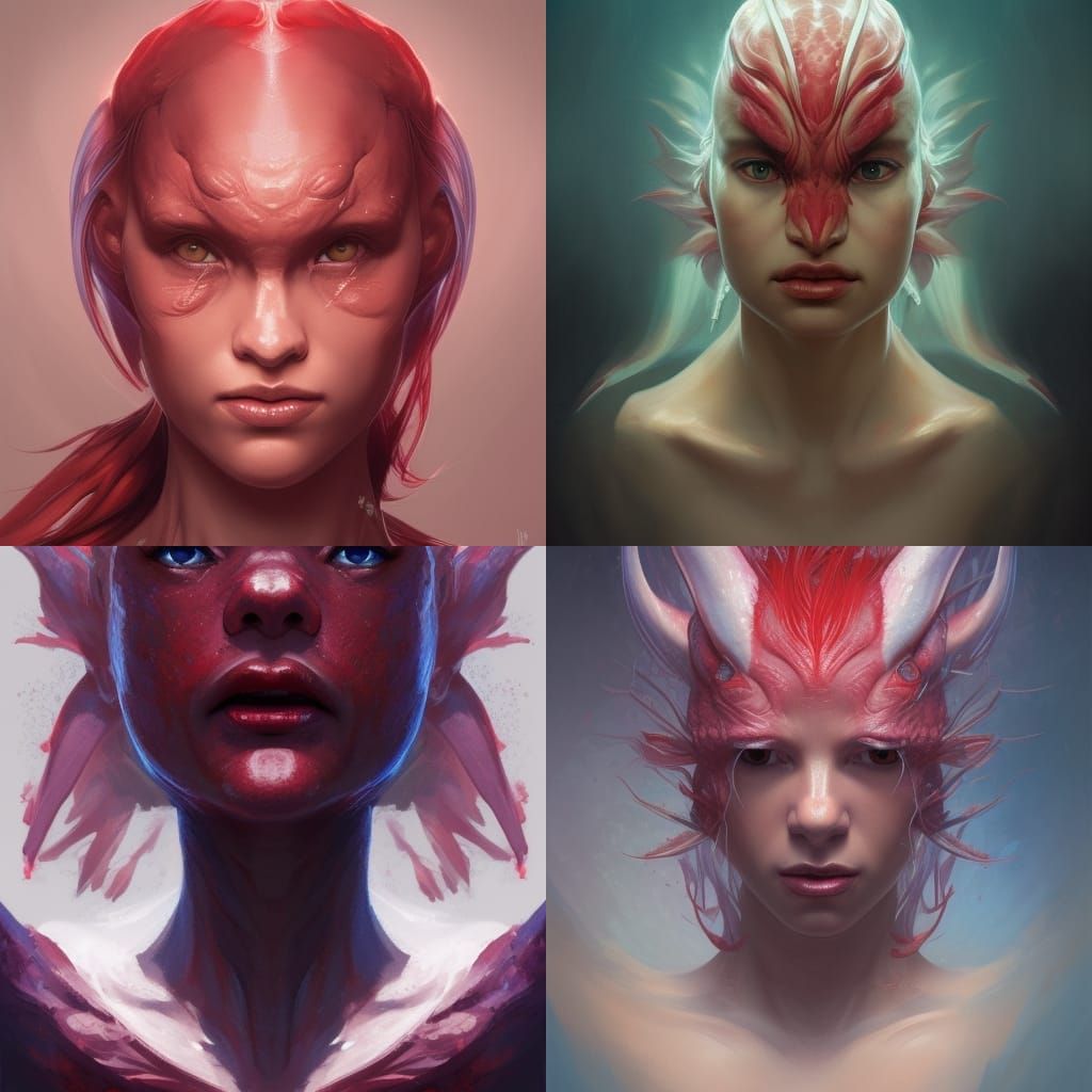 Axolotl Hybrid red human form - AI Generated Artwork - NightCafe Creator