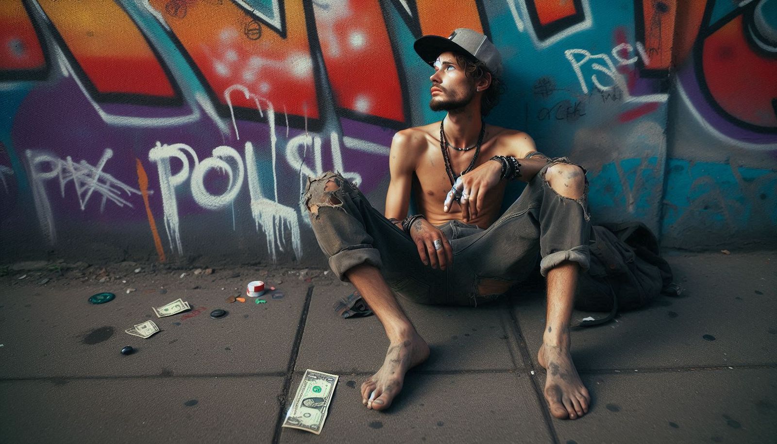 Homeless, living on the street.