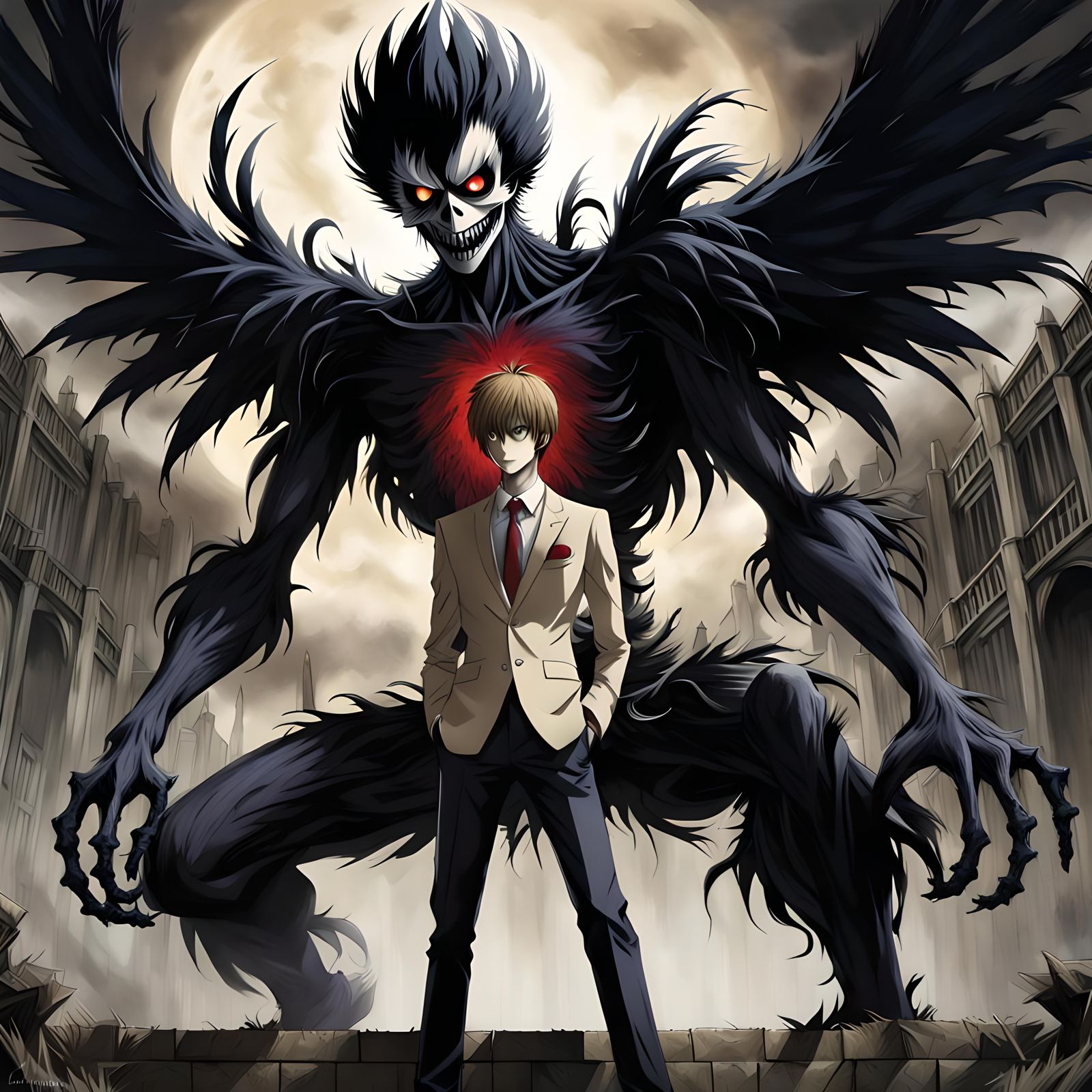 Light Yagami and Ryuk from Death Note  by @Satu