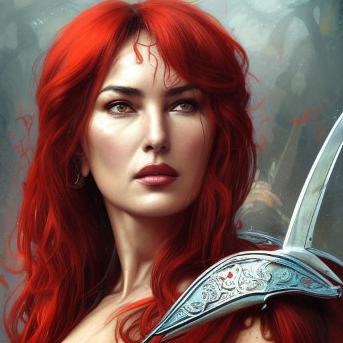 Monica Bellucci as Red Sonja - AI Generated Artwork - NightCafe Creator