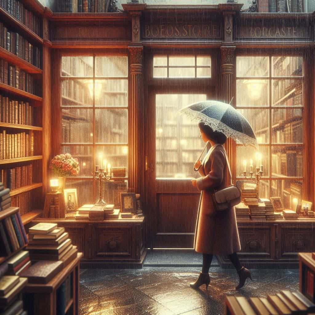 Bookstore in the rain