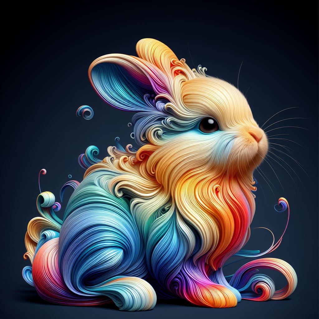 Fluffy rainbow bunny