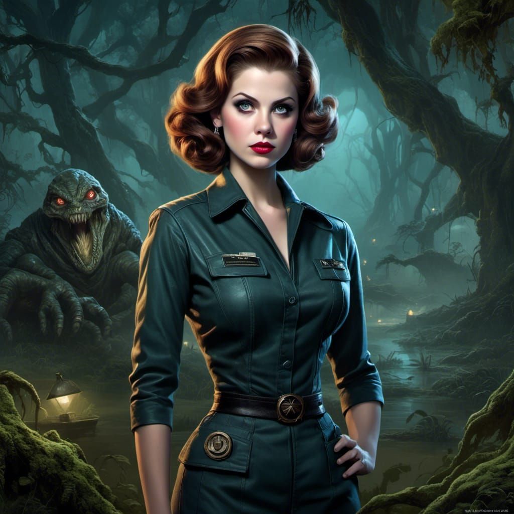 <lora:Pinup:1.0> <lora:pulpc:1.0> Anna Kendrick, 1950s scien...