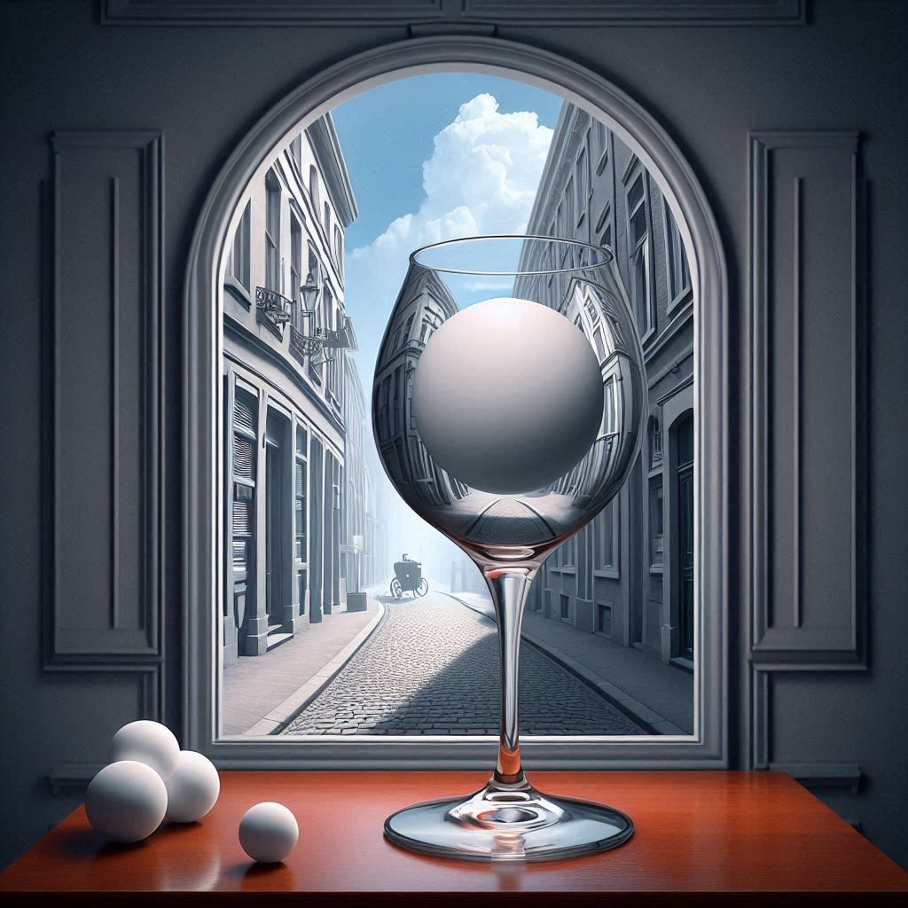 Wine glass with white ball