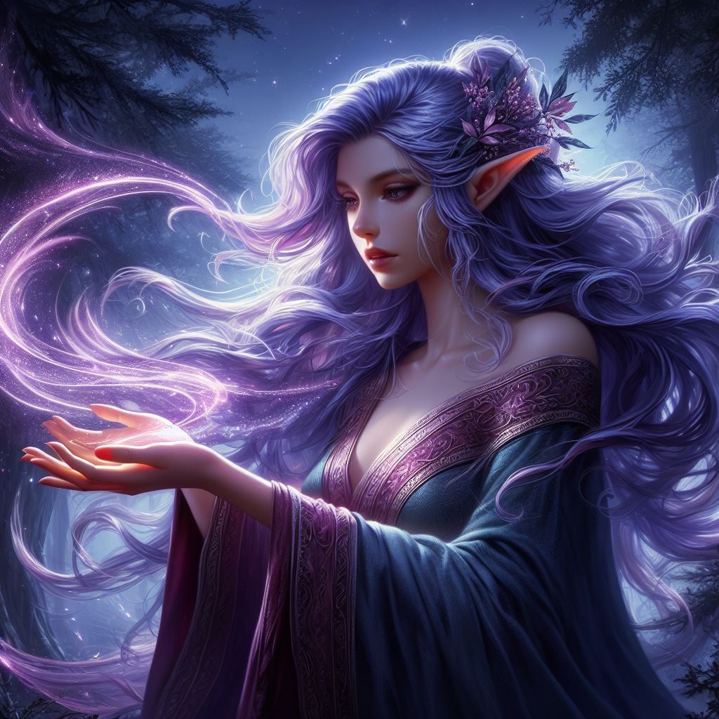 Dark elven wind sorceress 💜🌬️