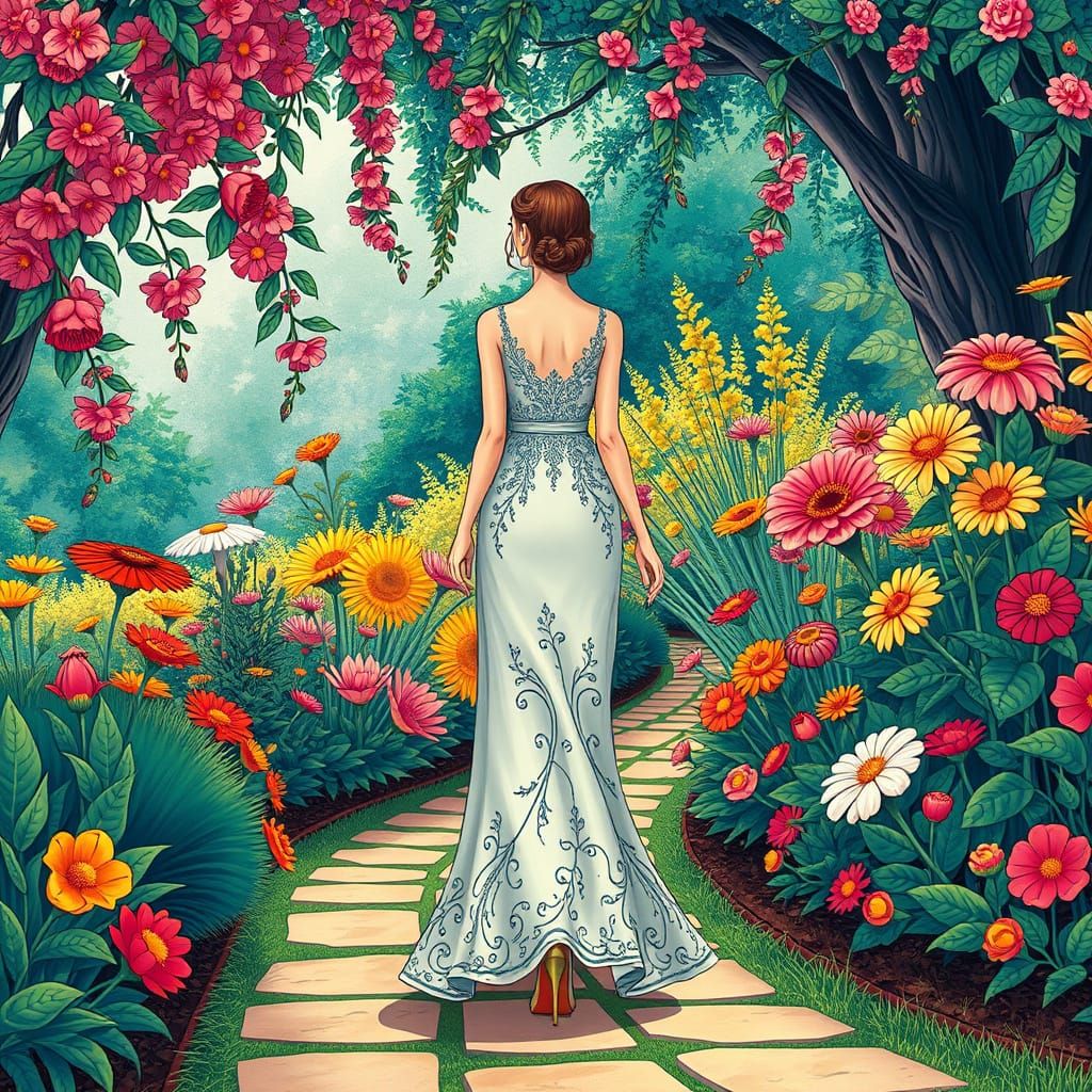 Woman in Garden: Pop Art Meets Fantasy