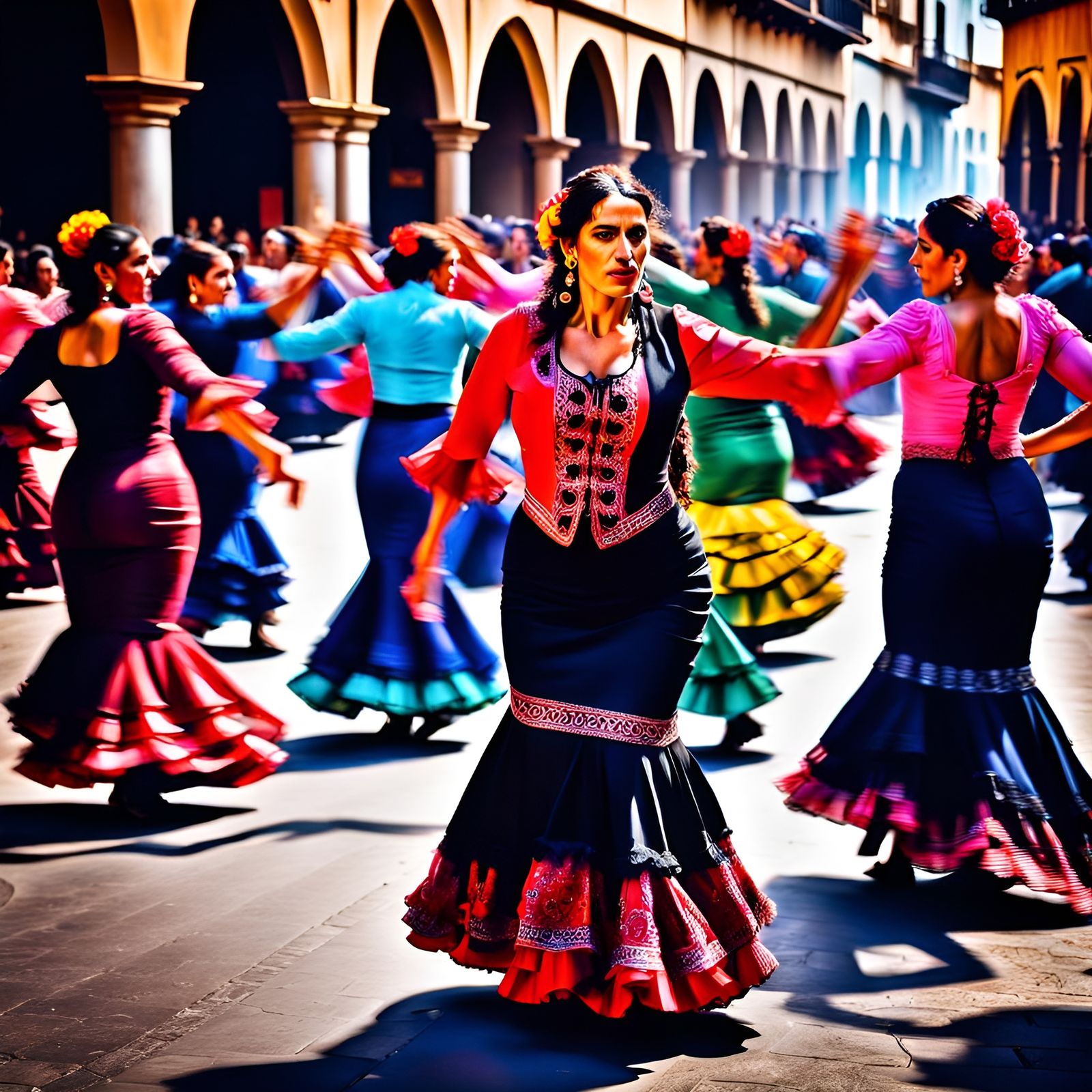 Gypsies celebrating Holy Week with colorful traditional Flam...