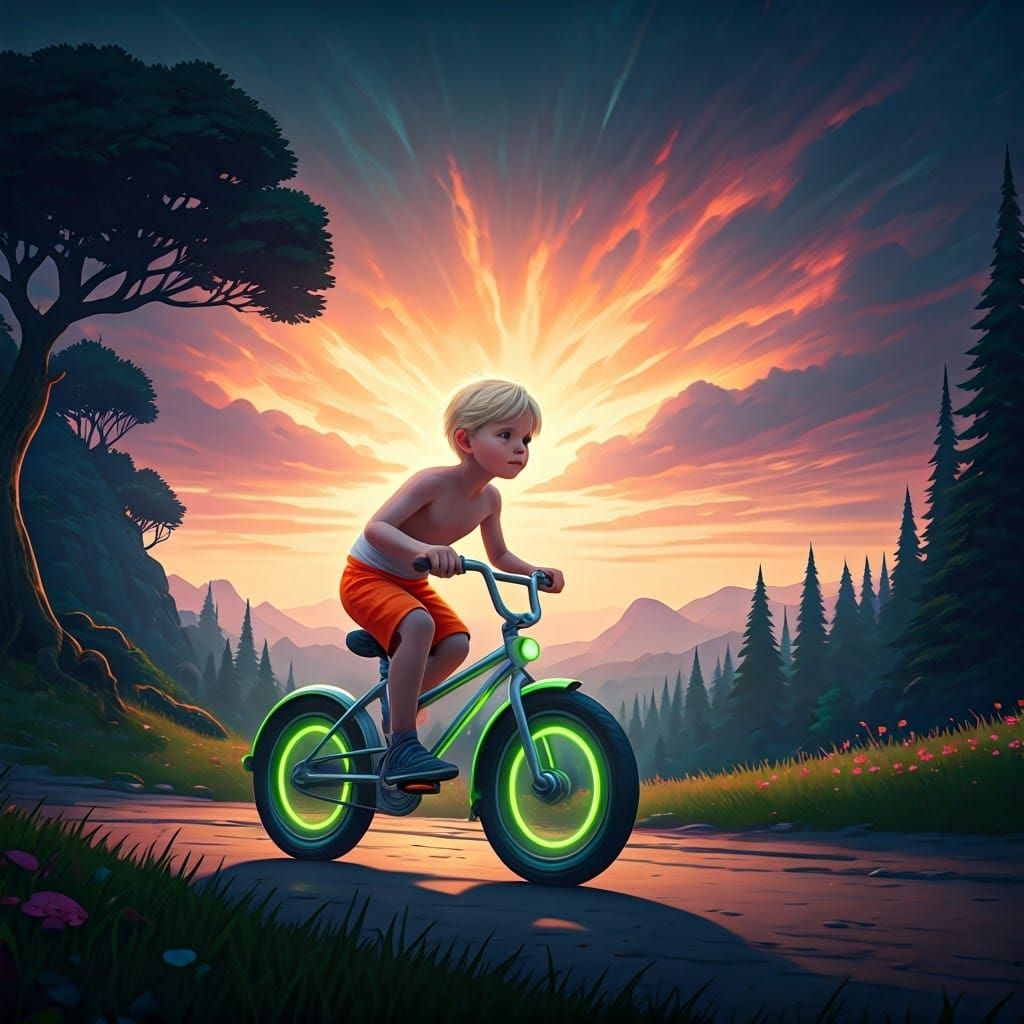 Summer's Vibrant Youth in a Whimsical, Dreamlike Realm