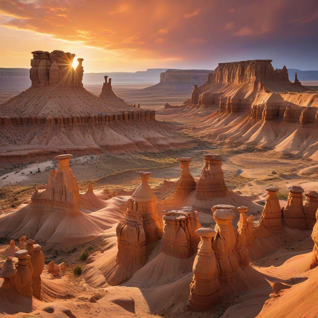 Goblin Valley at sunset   by @Mauve Marauder